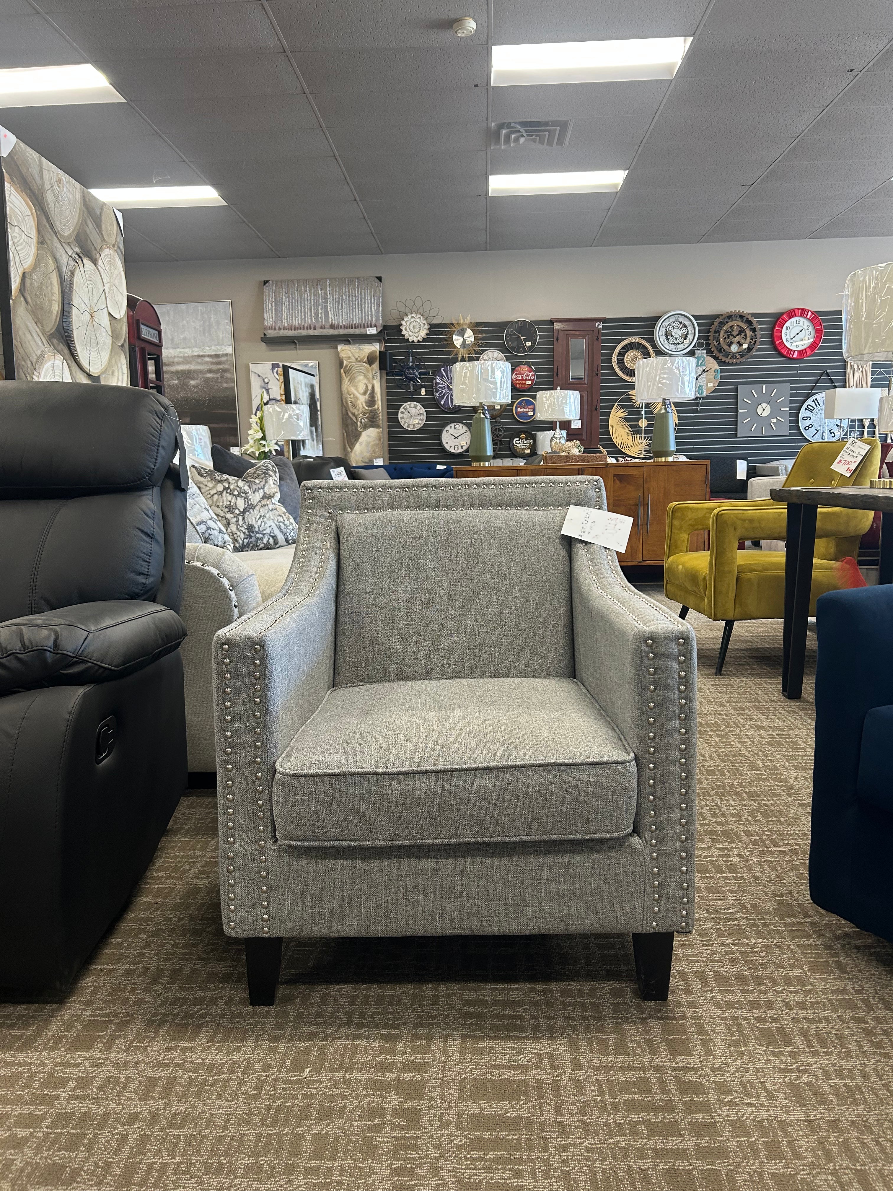 Grey Nail Head Accent Chair