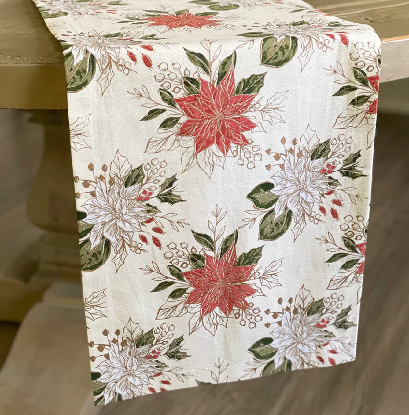 Poinsettia Ivory Runner