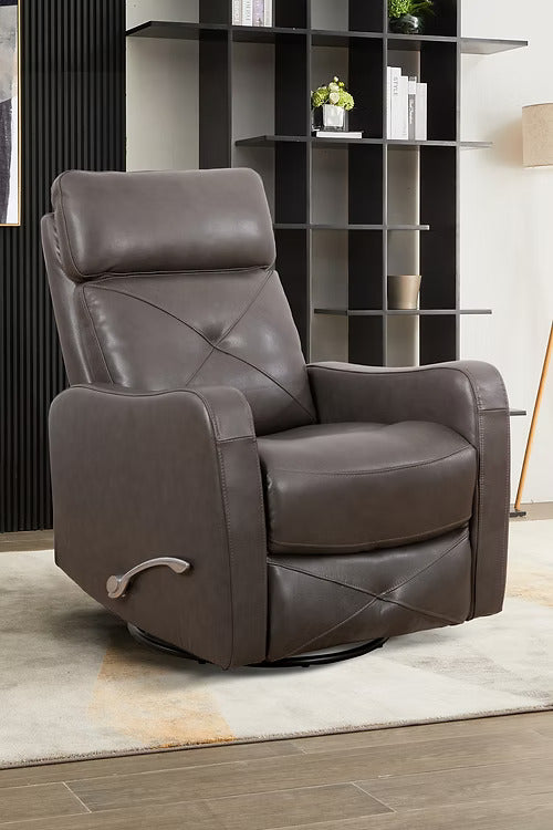 Soft Charcoal Leather Match Recliner